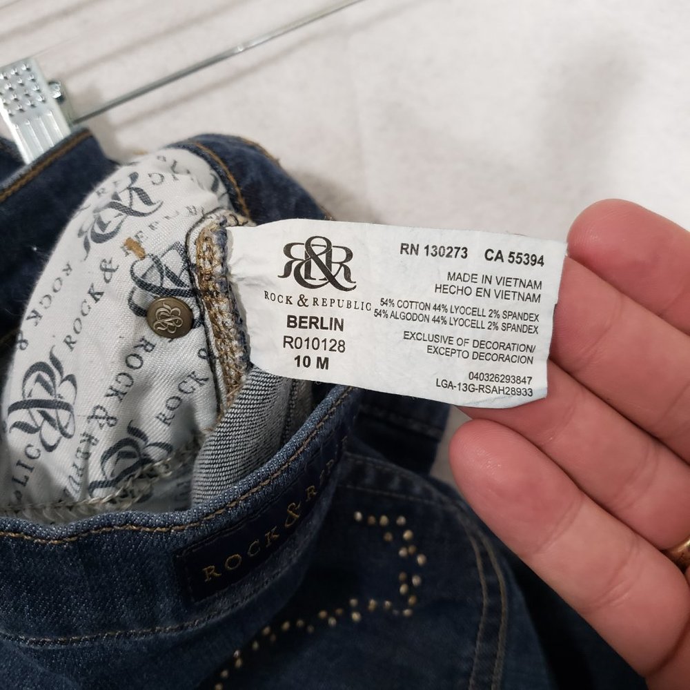 Rock & Republic Berlin Womens Jeans Dark Wash Blue Size 10 Stretch - Picture 9 of 9